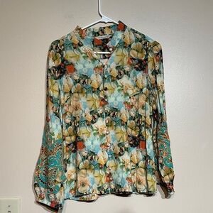 Soft Surroundings Multicolor Floral Blouse